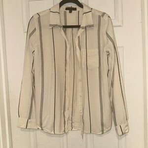 Sanctuary Ivory and Black Striped Shirt Size M